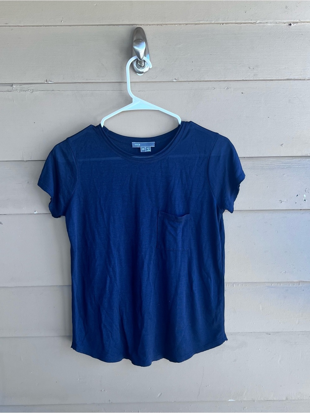 Vince Black Short Sleeve Pocket Top Size XS Classic Contemporary Minimalist Tee
